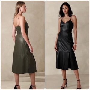 BANANA REPUBLIC 😎 Faux Leather Midi Dress - Size 12